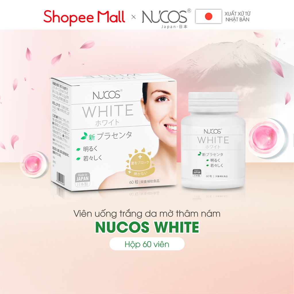 (GIFT) Viên uống trắng da mờ thâm nám Nucos White hộp 60 viên