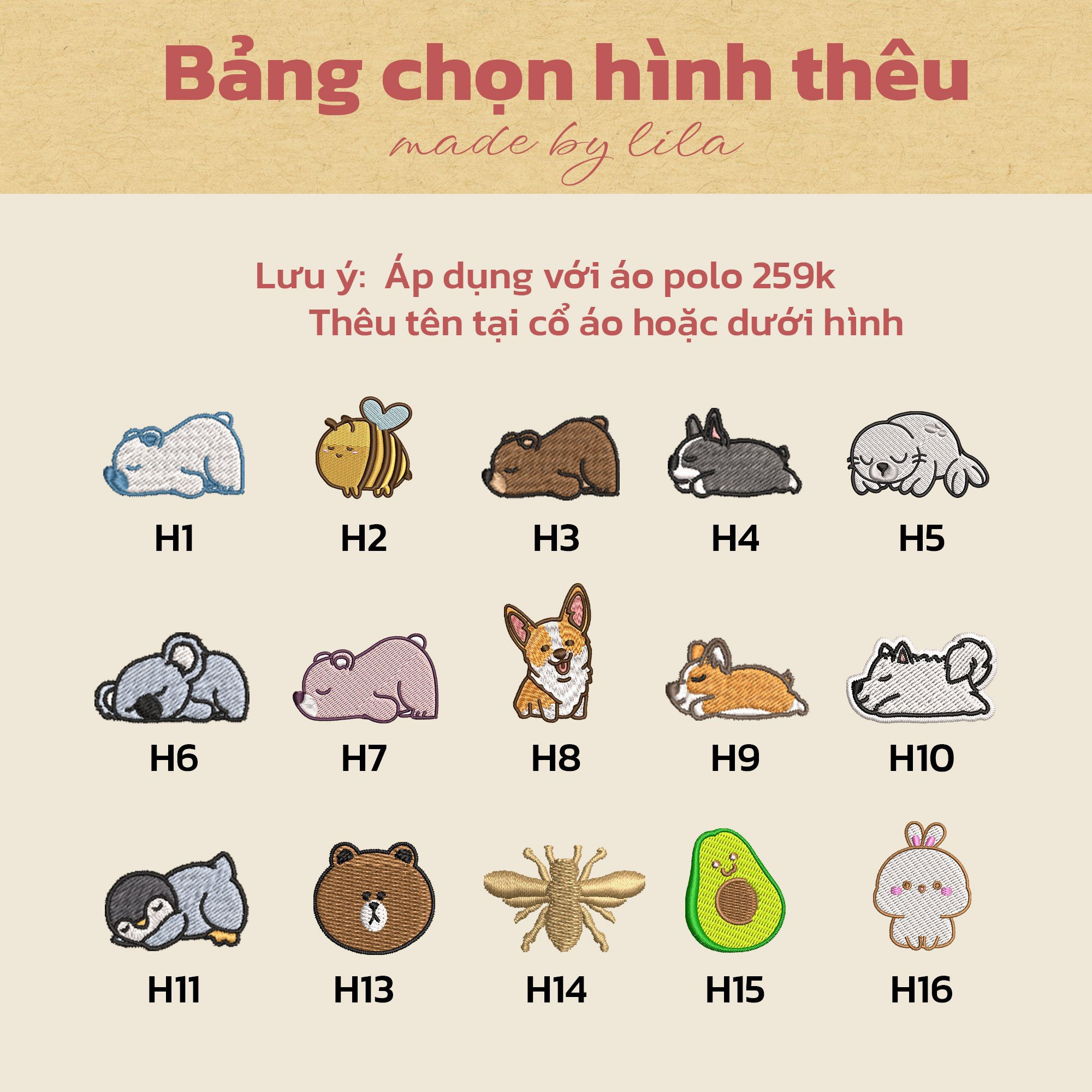 Thêu thêm 1 vị trí trên sản phẩm