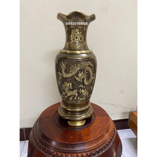 Lọ hoa đồng lục bình bình bông nguyên chất cao 36cm màu giả cổ. lọ hoa tứ linh