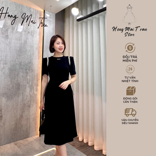  Váy body nữ dáng dàng độn vai khoét eo sexy quyến rũ khoét eo màu đen Hong Mai Tran Store 