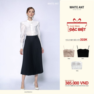 Chân váy xếp ly nữ cao cấp lụa tre chính hãng White Ant (BAMBOO SILK) - Có video +