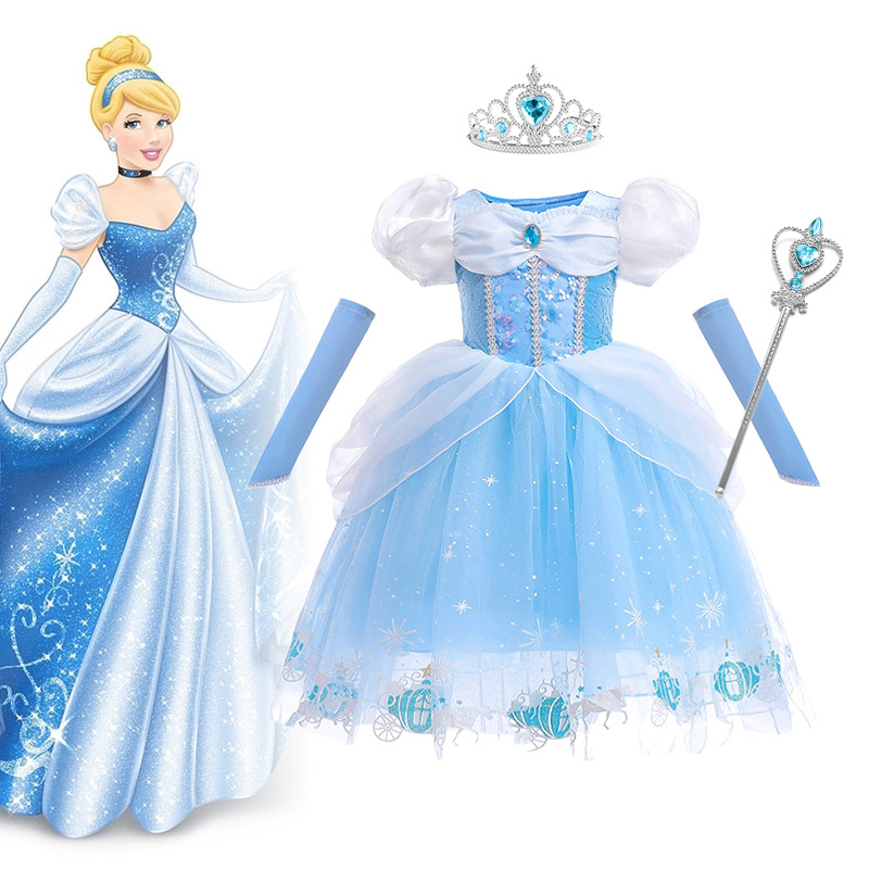 Đầm công chúa Elsa, công chúa Cinderella cho bé gái 3-9 tuổi mẫu mới 2023