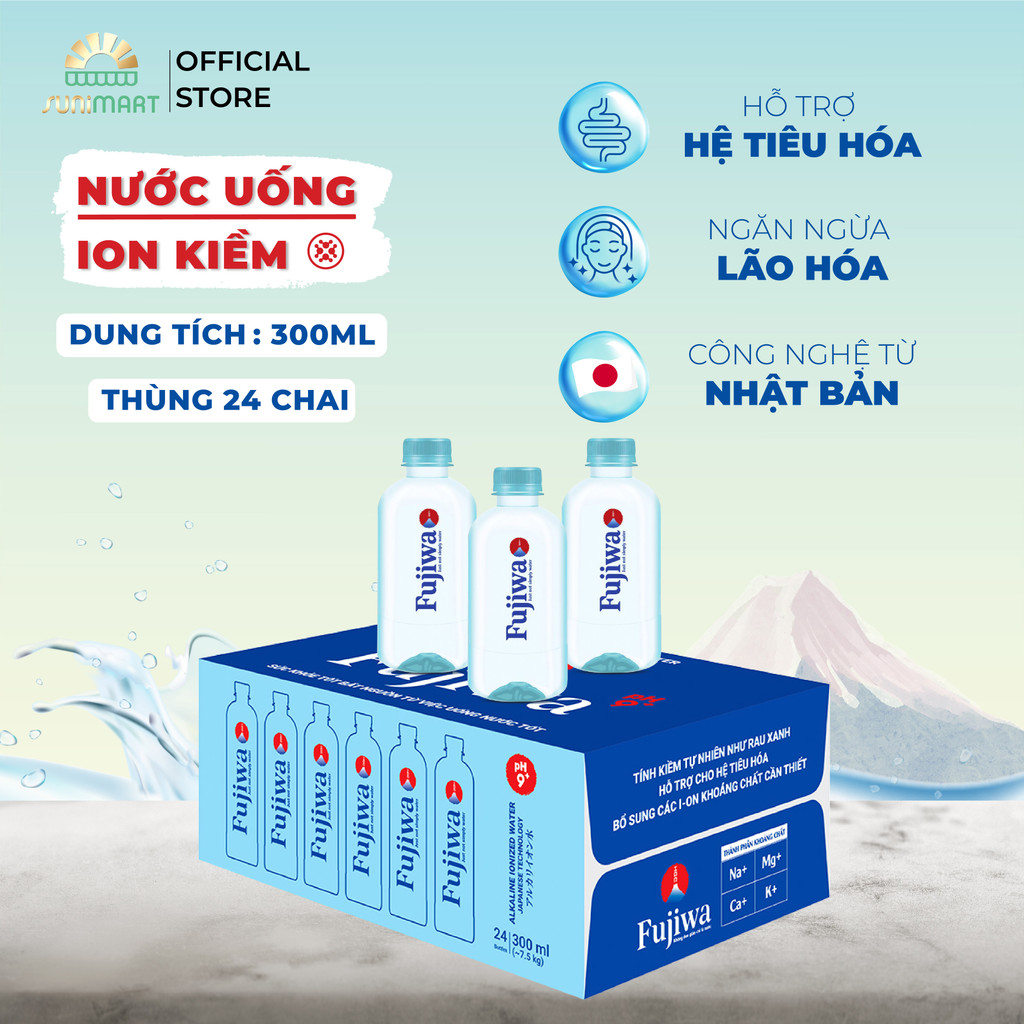Nước uống ion kiềm Fujiwa 300ml Sunimart– Thùng 24 chai