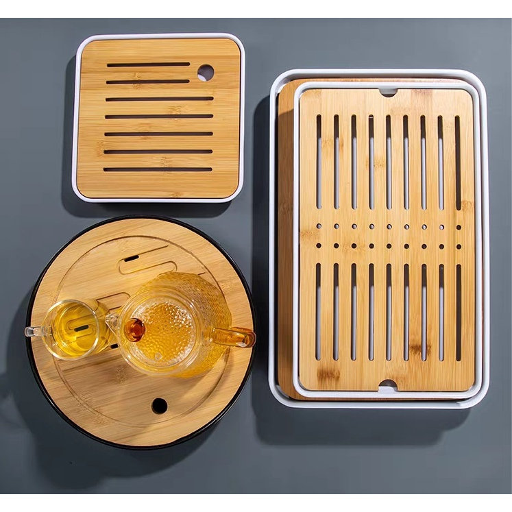 Khay trà tre, khay trà đạo phong cách Nhật Bản khay đựng ấm chén có khay hứng nước tiện lợi cao cấp | BigBuy360 - bigbuy360.vn