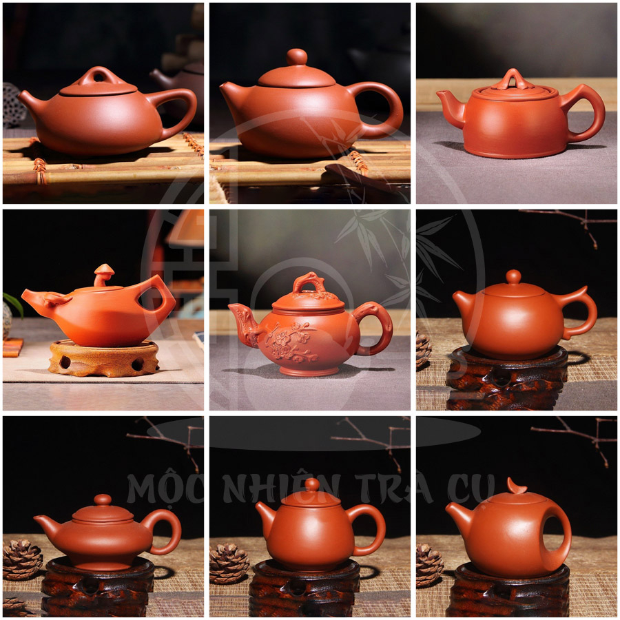 Ấm trà tử sa, bộ ấm chén gốm trà đạo tử sa Nghi Hưng gia tăng hương vị trà phong cách cổ điển cao cấp màu đỏ