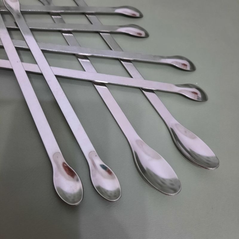Muỗng múc hóa chất inox/ thìa xúc hóa chất inox 2 đầu tròn 16cm 18cm 20cm 22cm dùng phòng thí nghiệm, hóa, dược...
