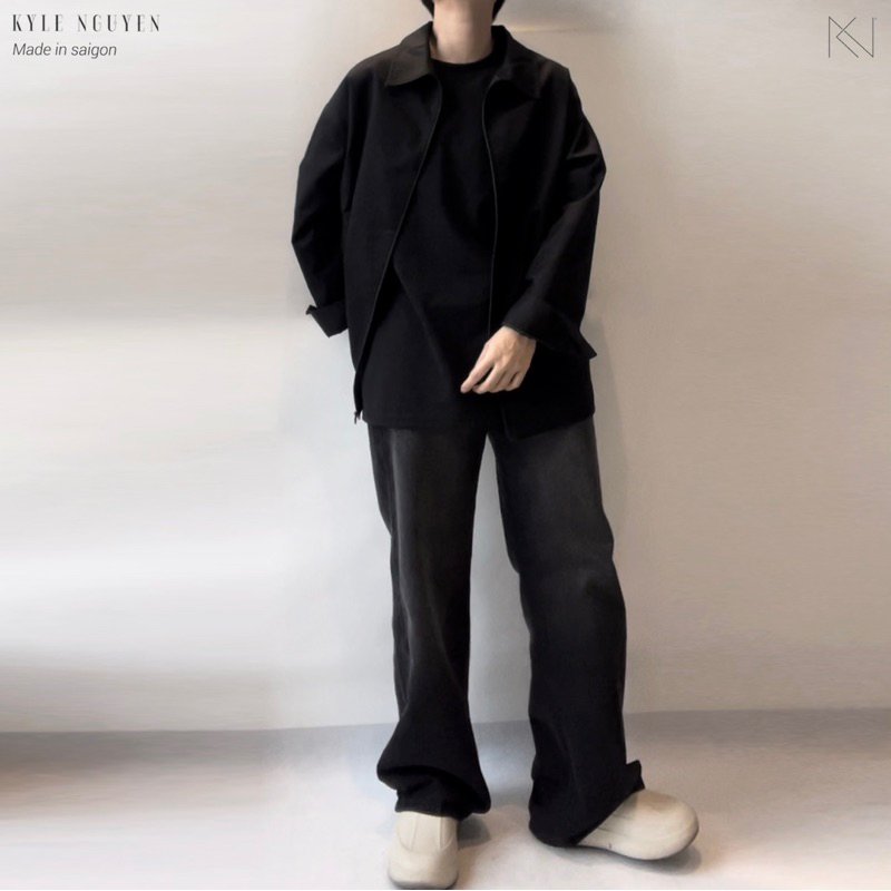 Quần Jeans ống rộng _ Đen wash xám _ Generous Jeans’s KN