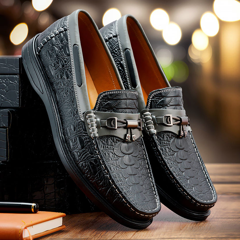 Giày da nam vân cá sấu LEXSHOES giày da bò LS08 cao cấp bảo hành 2 năm