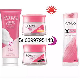 Bộ kem Ponds trắng da, kem Ponds ngày 30g, kem đêm 30g, srm 100ml, nước hoa hồng 100ml