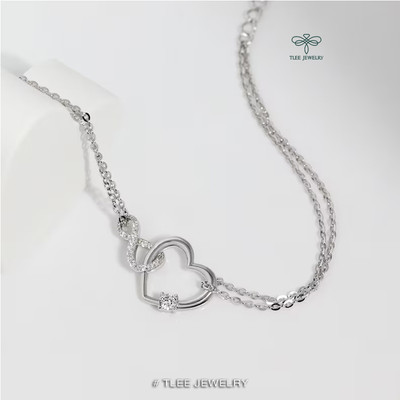 Lắc tay bạc nữ TLEE trái tim kết nối vô cực nữ tính TLEE JEWELRY LT0176