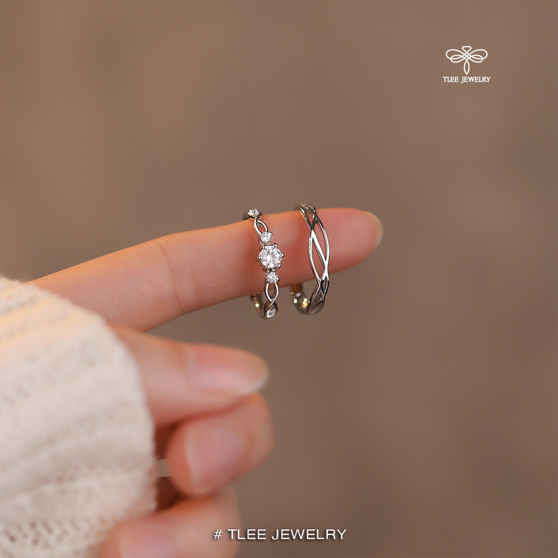 Nhẫn đôi bạc TLEE dáng freesize mẫu Give me dành cho cặp đôi TleeJewelry