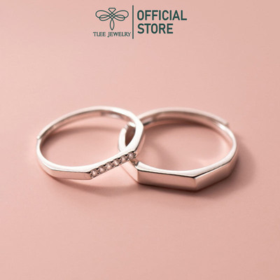 Nhẫn đôi bạc nữ TLEE dáng freesize mặt thanh bạc dành cho các cặp đôi TLEE JEWELRY