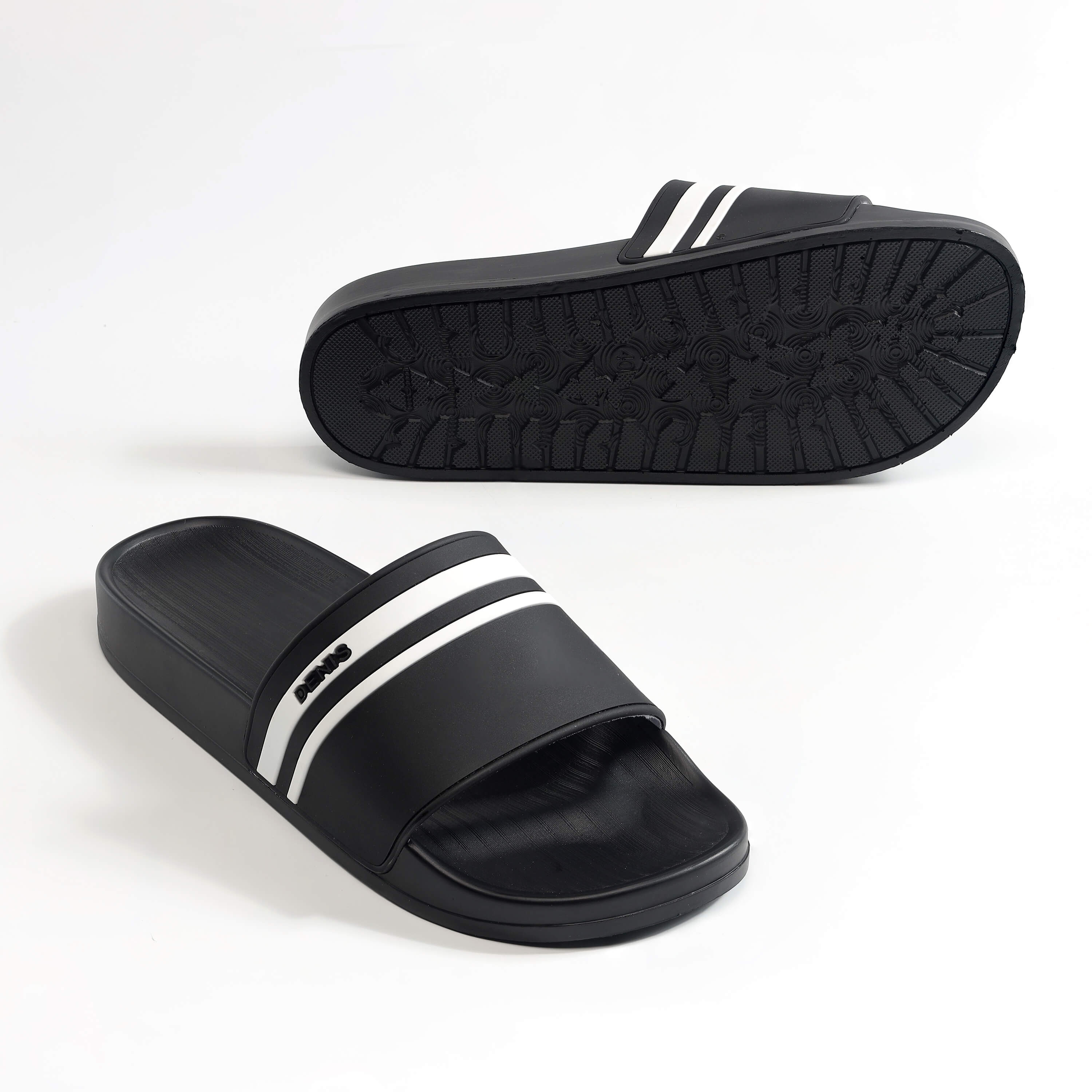 Dép quai ngang nam nữ Denis NT02 Unisex Slipper Màu Đen viền trắng Ngoài trời