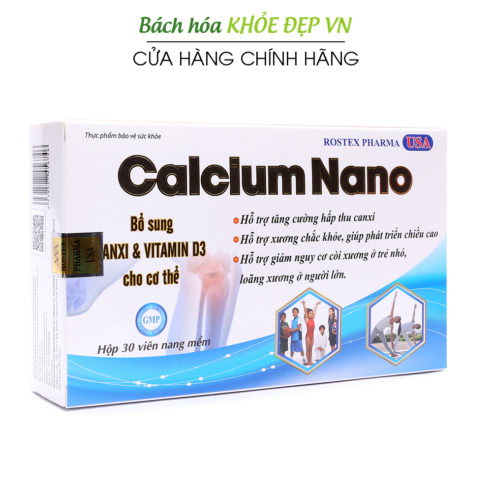 Calcium Nano bổ sung canxi, omega 3, vitamin D3 tăng chiều cao - 30 viên [Calcium Nano Xanh lá]