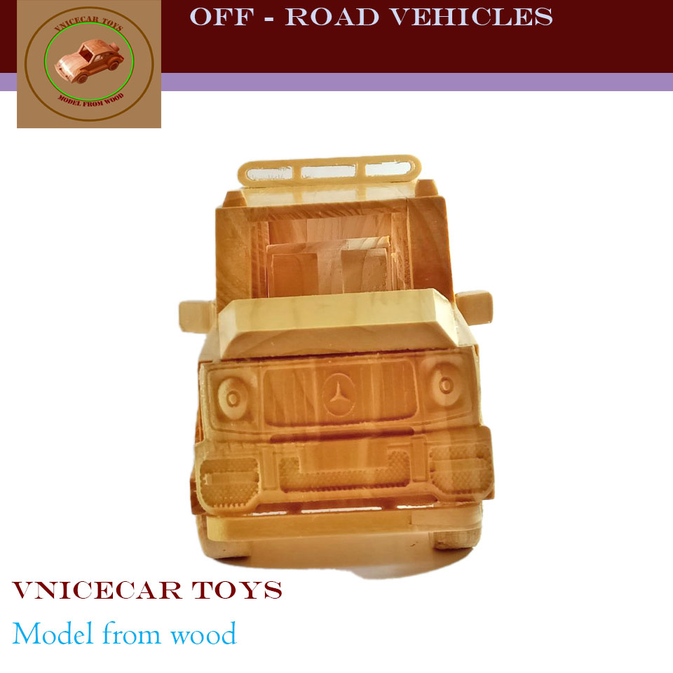 Đồ chơi mô hình ô tô phiên bản tĩnh bằng gỗ tự nhiên dòng xe địa hình Mercedes G63 thêm phụ kiện
