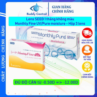 Lens Seed 1 tháng không màu Monthly Fine UV / Pure moisture có độ (3 lens)-Buddy Central