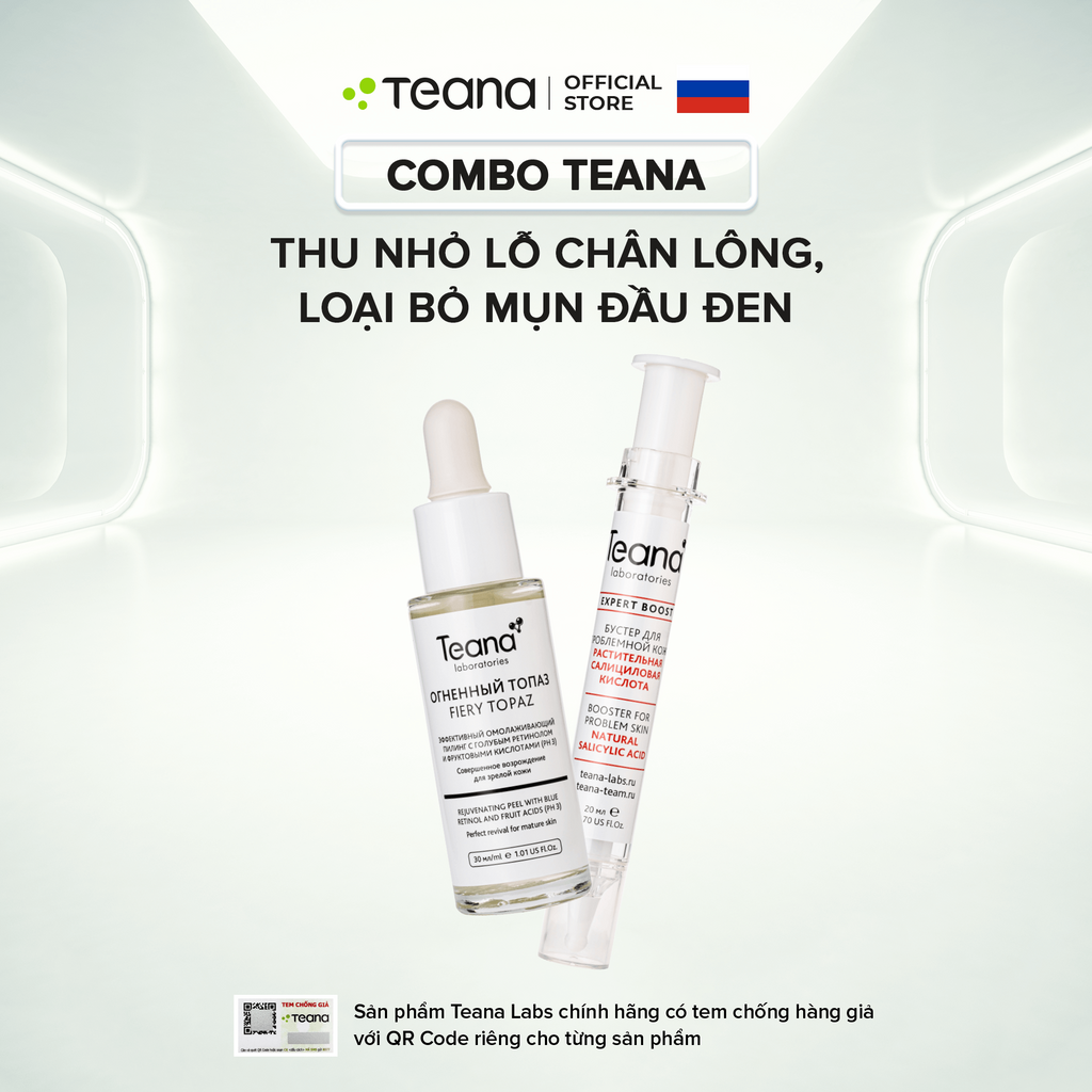 Combo Tinh chất dưỡng Teana thu nhỏ lỗ chân lông, loại bỏ mụn đầu đen - 30ml