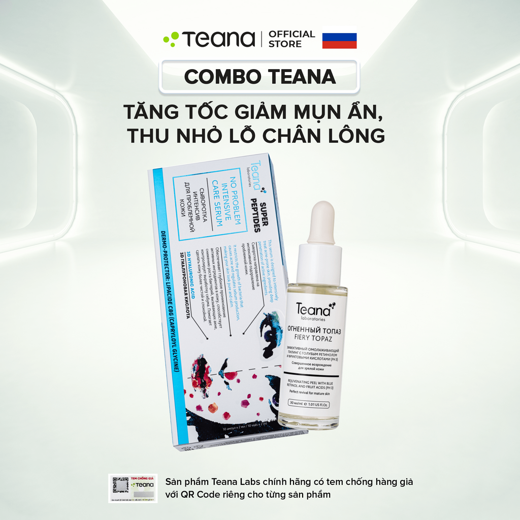 Combo Teana tăng tốc giảm mụn ẩn, thu nhỏ lỗ chân lông (peel + no problem)