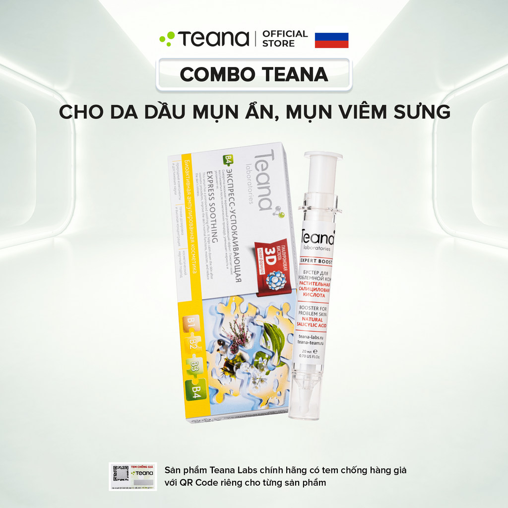 Combo Teana cho da dầu mụn ẩn, mụn viêm sưng - 2ml x 10 ống