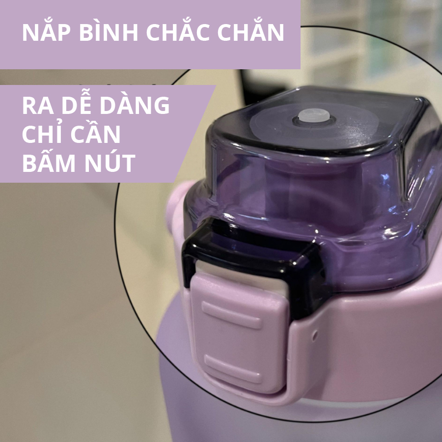 Bình Nước 1500 ml / 2000 ml Kèm Ống hút  + TẶNG Sticker dán dễ thương - tiện lợi cho du lịch dã ngoại - Tập Gym đi học