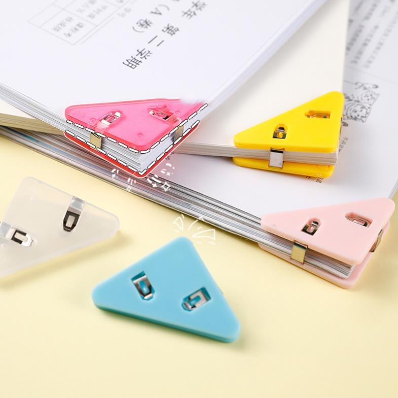 Kẹp giấy hình tam giác bo góc giấy kẹp tài liệu bằng nhựa nhiều màu pastel dễ thương tiện lợi