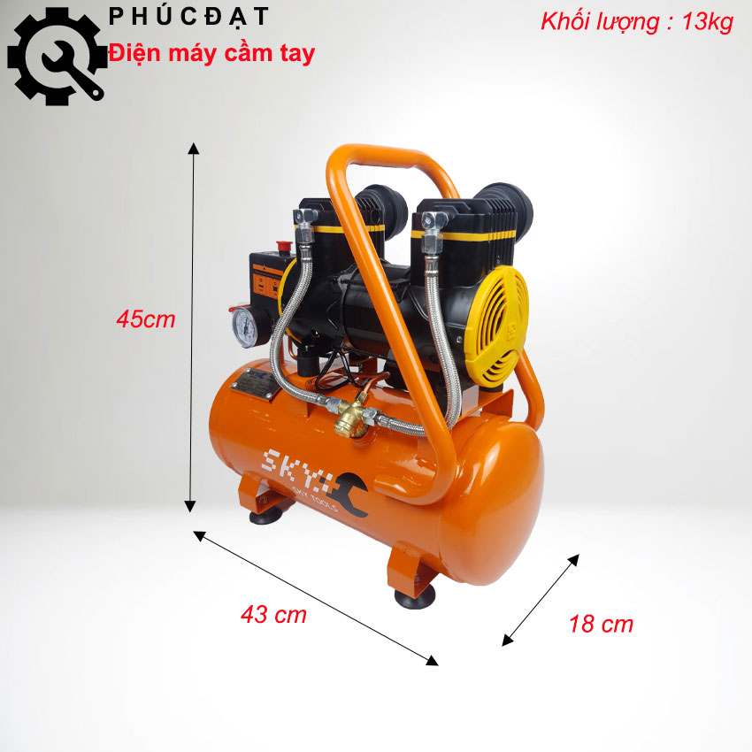 Máy nén khí không dầu SKY 12L Thái Lan 900W, Máy nén khí GT90012L SKY, máy nén khí sạch