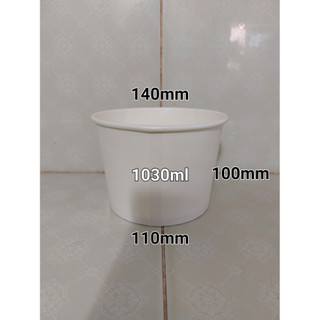 Tô giấy 1030ml trắng, set 100 cái kèm nắp