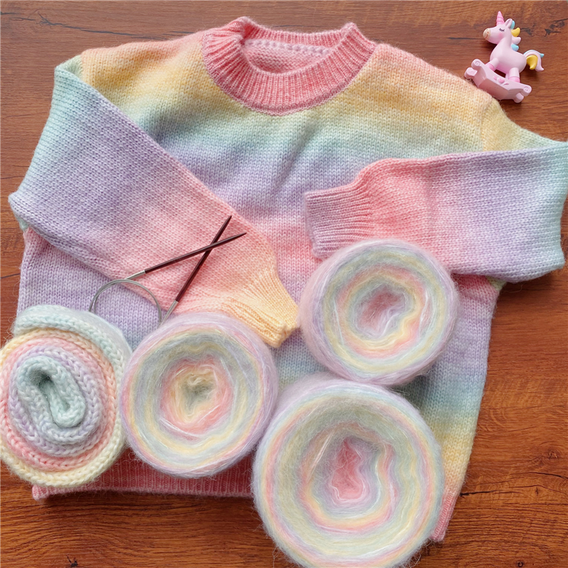 Len mohair loang siêu mềm mịn cuộn 100g