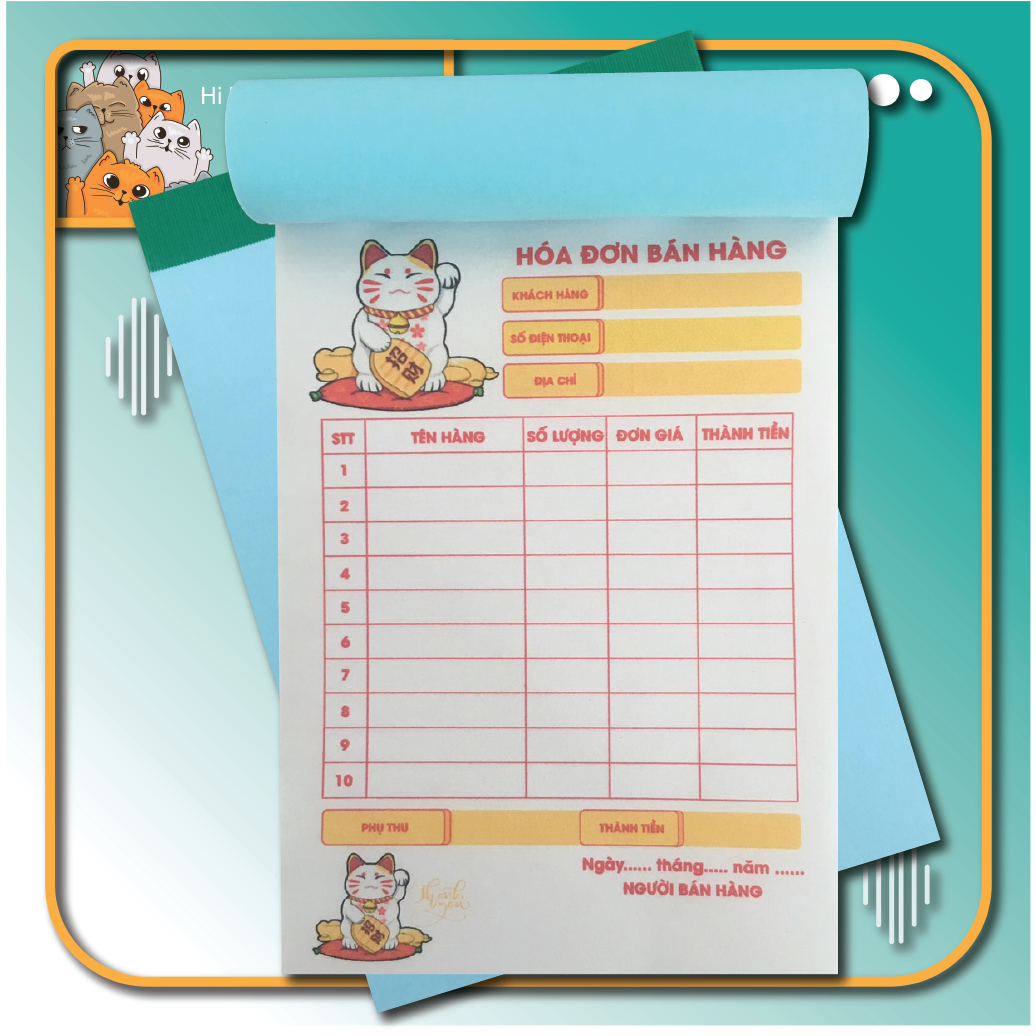 HÓA ĐƠN MÈO THẦN TÀI - 1 LIÊN - 2 LIÊN
