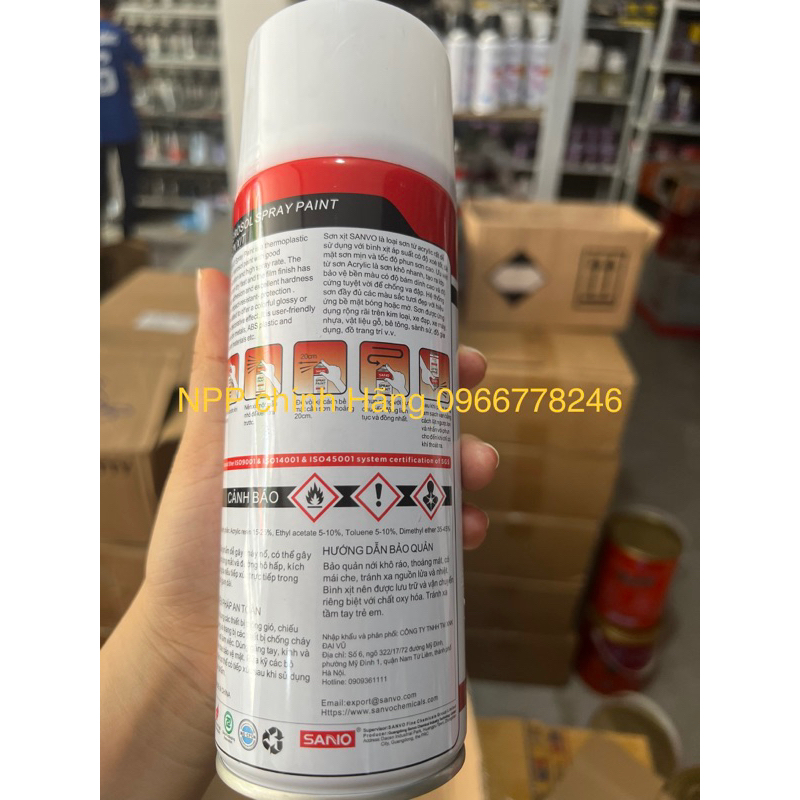 Sơn xịt sano trắng bóng 40,trắng mờ 05chính hãng