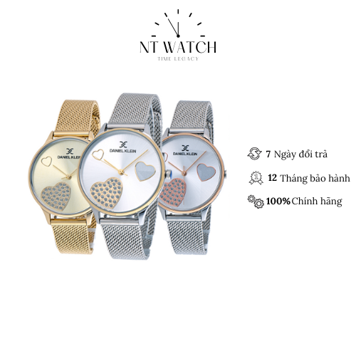 Đồng hồ nữ Daniel Klein Watch DK.1.13021 mặt nhỏ đính đá, kính cứng chống xước, chống nước, dây thép