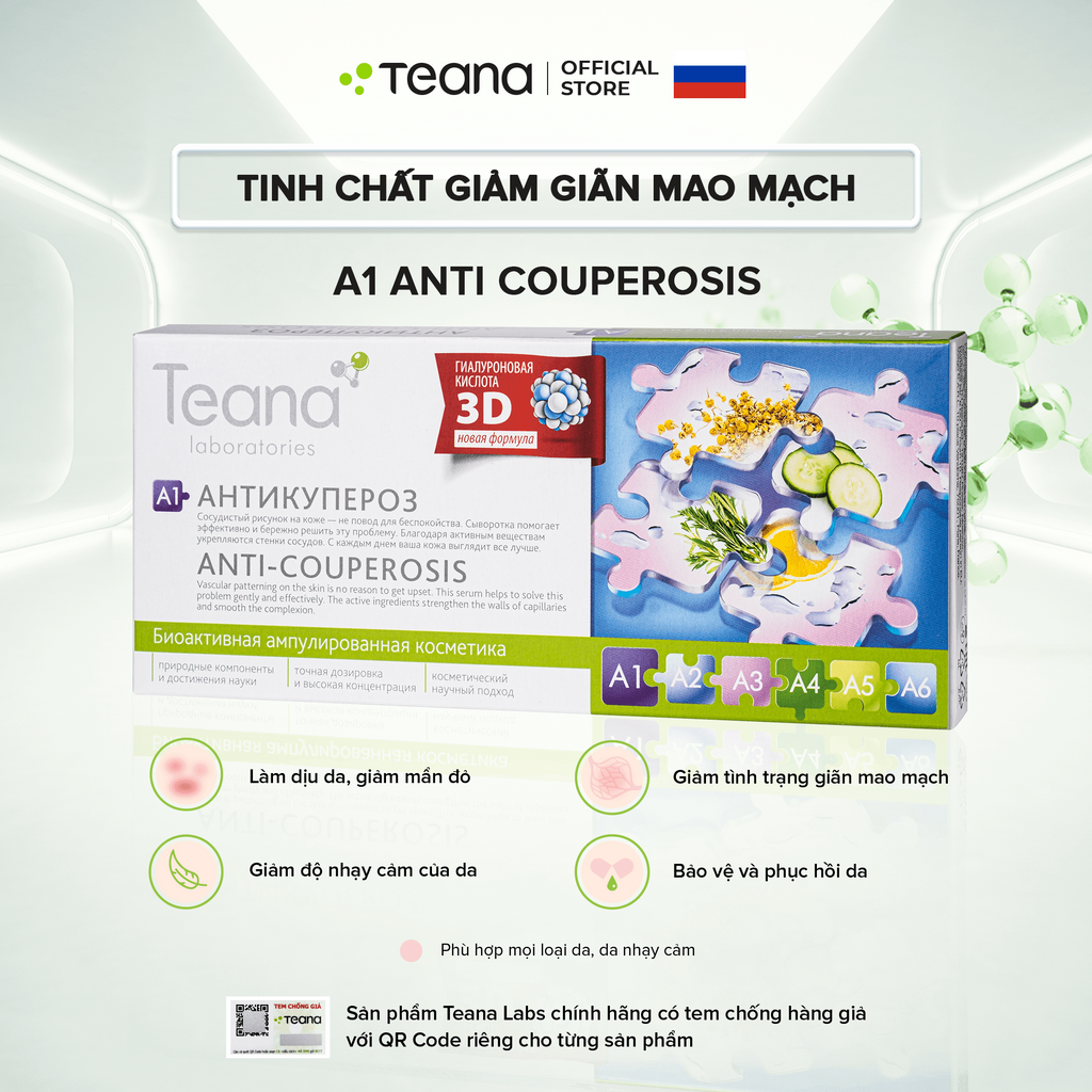 Serum Teana A1 Anti Couperosis giảm mẩn đỏ, giãn mao mạch 20ml