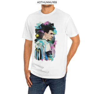Áo Thun Nam Màu Trắng In Hình Cầu Thủ Argentina Messi Số 10 Local Brand DLX