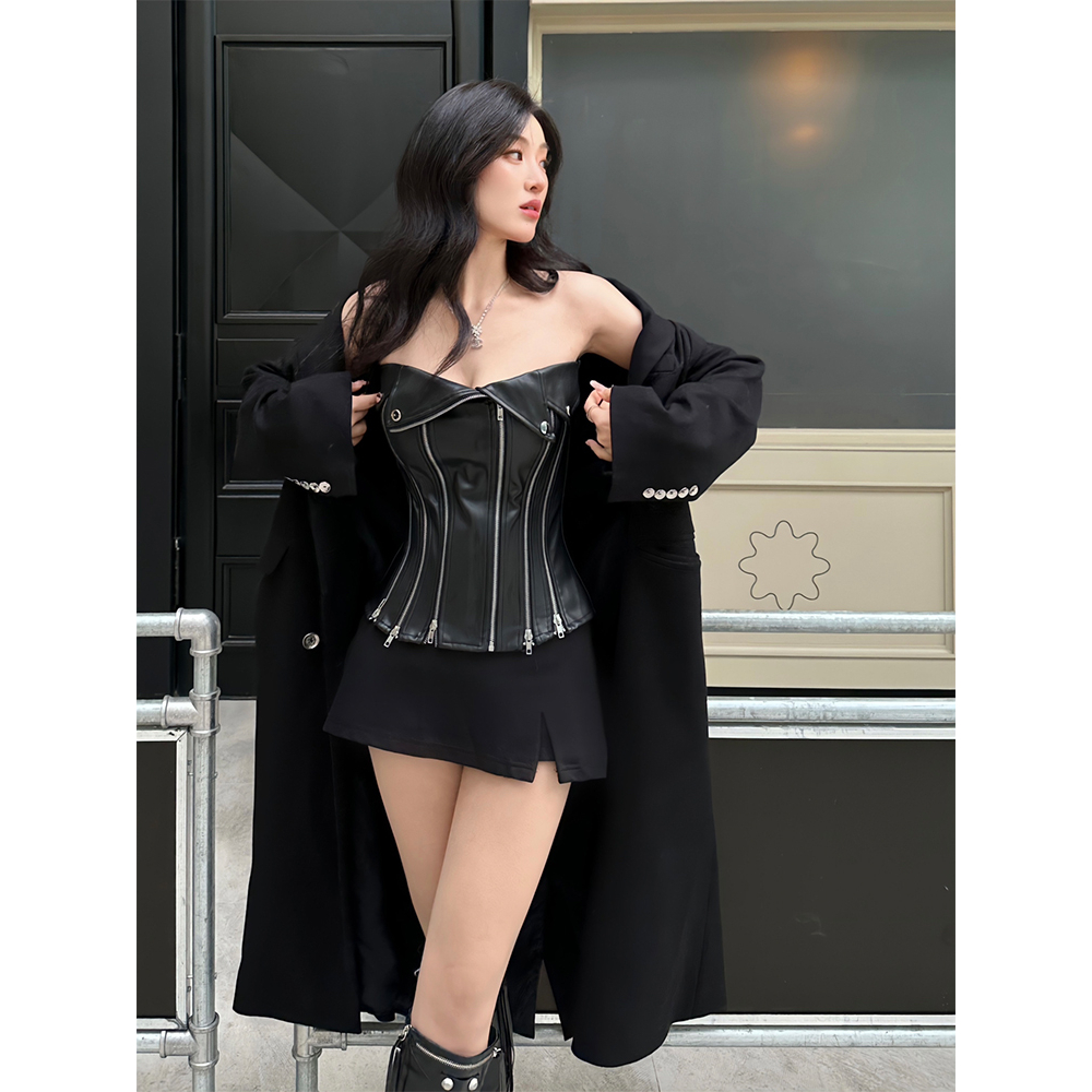 Áo ống croptop chất liệu da Pu cao cấp thời thượng sexy