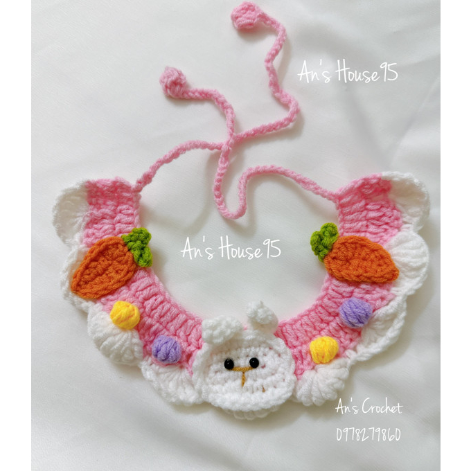 Yếm handmade thỏ hồng cho chó mèo