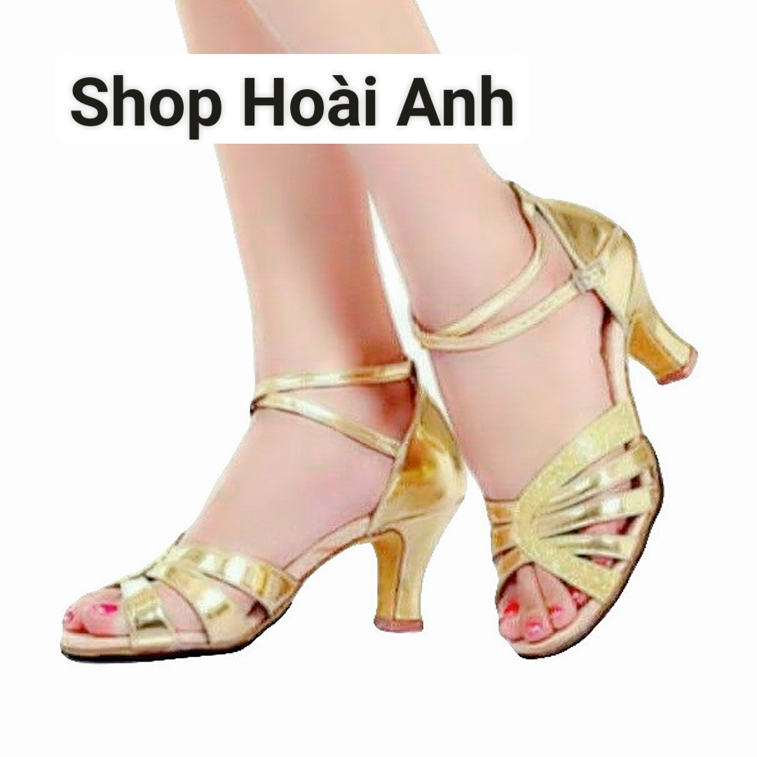 Giày khiêu vũ latin hở mũi mẫu mới đế cao su dẻo cao cấp 5 cm