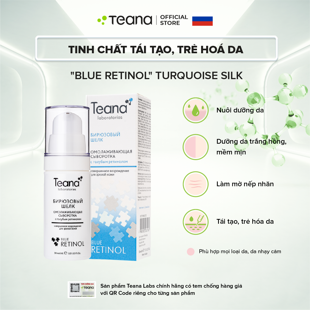 Serum Teana Rejuvenating With Blue Retinol Turquoise Silk tái tạo, trẻ hoá da 30ml