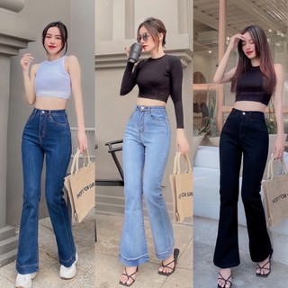 Quần jean ống loe chất co giãn dài 100cm - dài 9 tấc