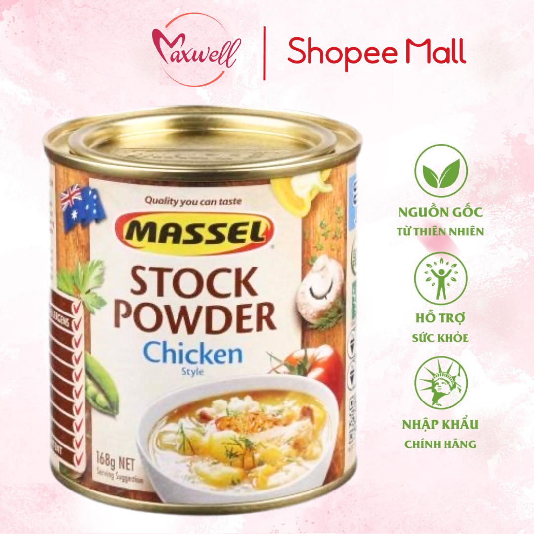 Hạt nêm vị gà Massel Premium Stock Powder Chicken Style không bột ngọt an toàn cho gia đình 168g Maxwell