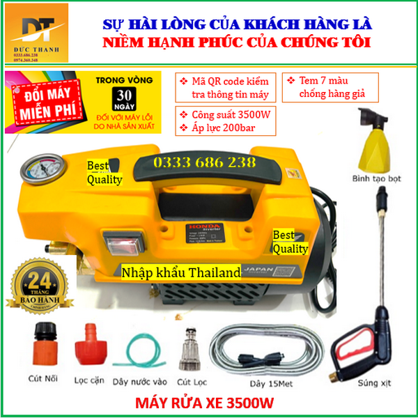 Siêu hot Máy rửa xe mini gia đình màu vàng áp lực 3500W