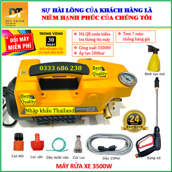 Siêu hot Máy rửa xe mini gia đình màu vàng áp lực 3500W