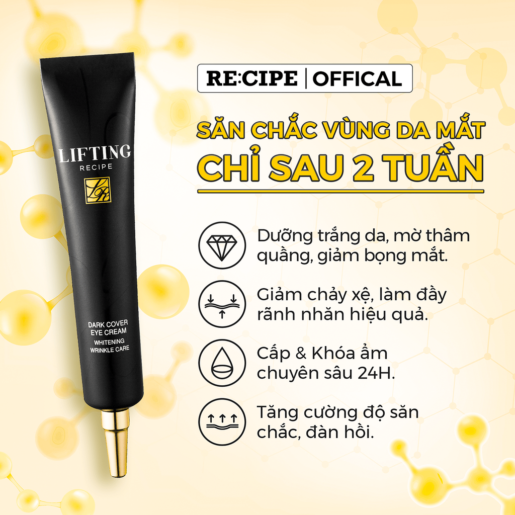 Kem dưỡng mắt RECIPE mờ thâm dưỡng sáng, giảm nếp nhăn, kem mắt Lifting Recipe Dark Cover Eye Cream 30ml