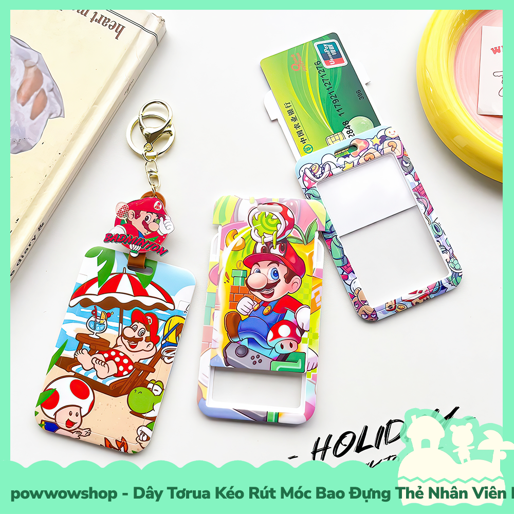 [Sẵn VN - Hỏa Tốc] Dây Tơrua Kéo Rút Móc Bao Đựng Thẻ Nhân Viên Nhựa ABS Phong Cách Nhân Vật Game Mario &amp; Luigi Holiday