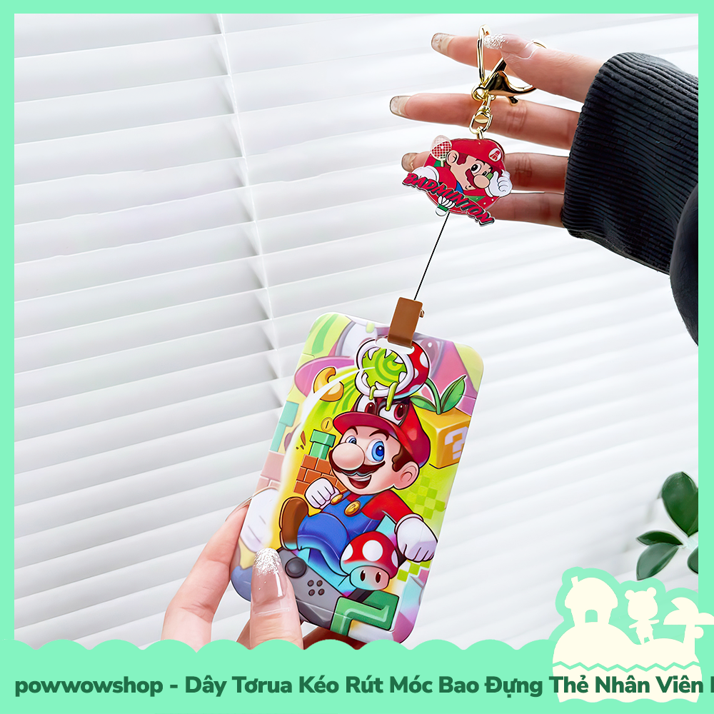 [Sẵn VN - Hỏa Tốc] Dây Tơrua Kéo Rút Móc Bao Đựng Thẻ Nhân Viên Nhựa ABS Phong Cách Nhân Vật Game Mario &amp; Luigi Holiday