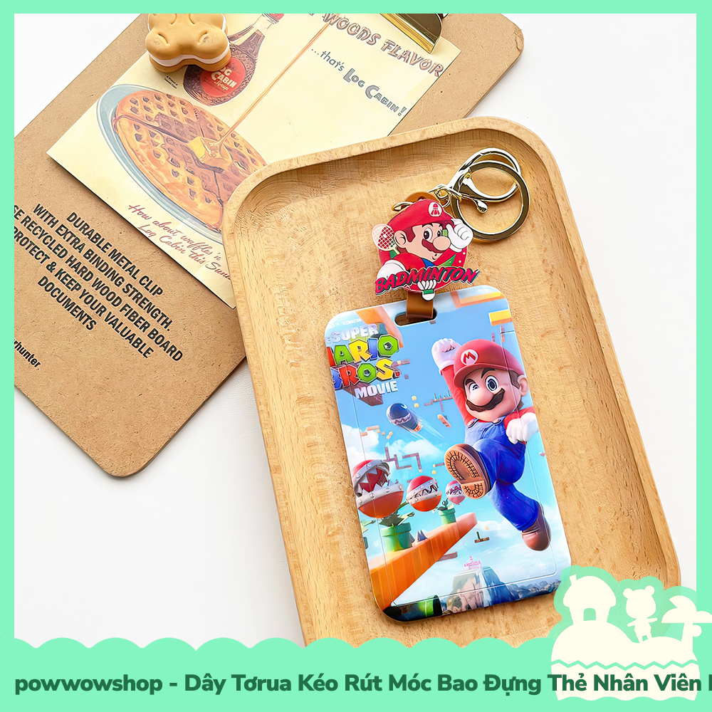 [Sẵn VN - Hỏa Tốc] Dây Tơrua Kéo Rút Móc Bao Đựng Thẻ Nhân Viên Nhựa ABS Phong Cách Nhân Vật Game Mario &amp; Luigi Holiday