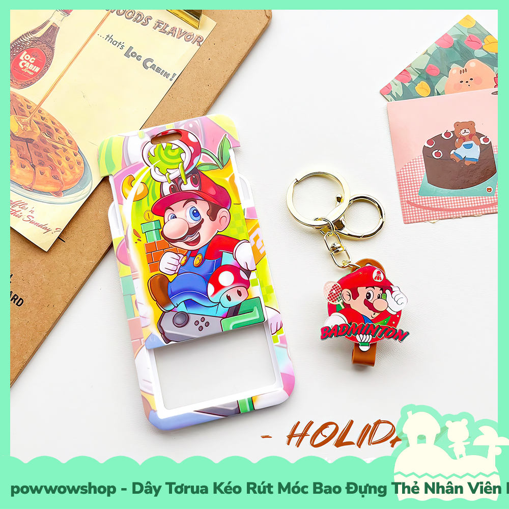 [Sẵn VN - Hỏa Tốc] Dây Tơrua Kéo Rút Móc Bao Đựng Thẻ Nhân Viên Nhựa ABS Phong Cách Nhân Vật Game Mario &amp; Luigi Holiday