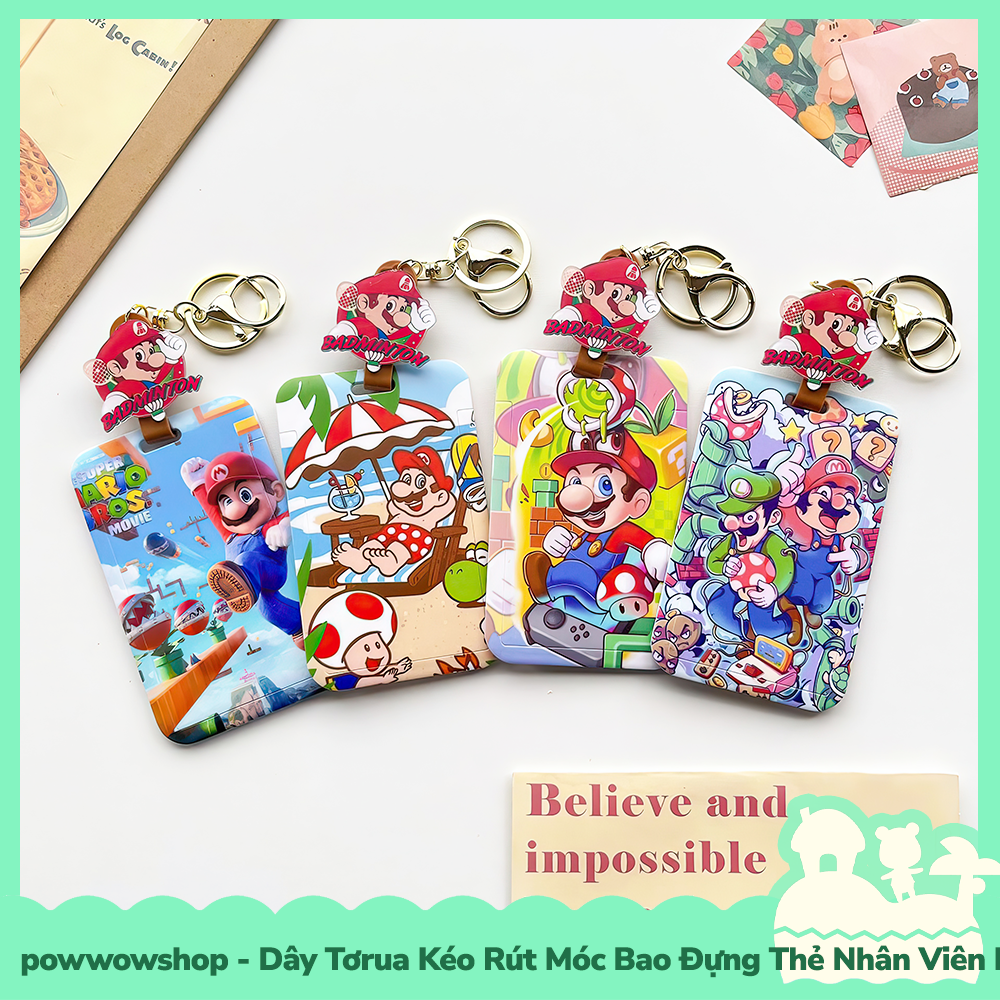 [Sẵn VN - Hỏa Tốc] Dây Tơrua Kéo Rút Móc Bao Đựng Thẻ Nhân Viên Nhựa ABS Phong Cách Nhân Vật Game Mario &amp; Luigi Holiday