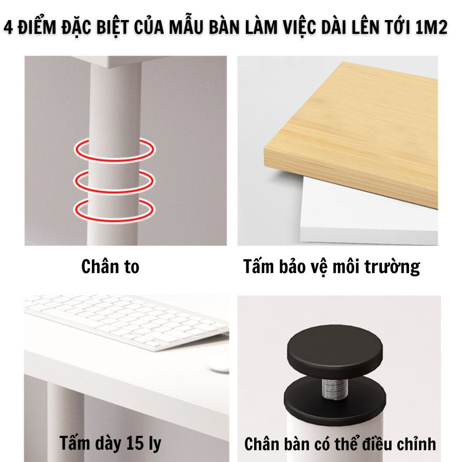 Bàn làm việc tại nhàHOLI SMART FURNITURE  gỗ dày 15ly chân to chắc chắn