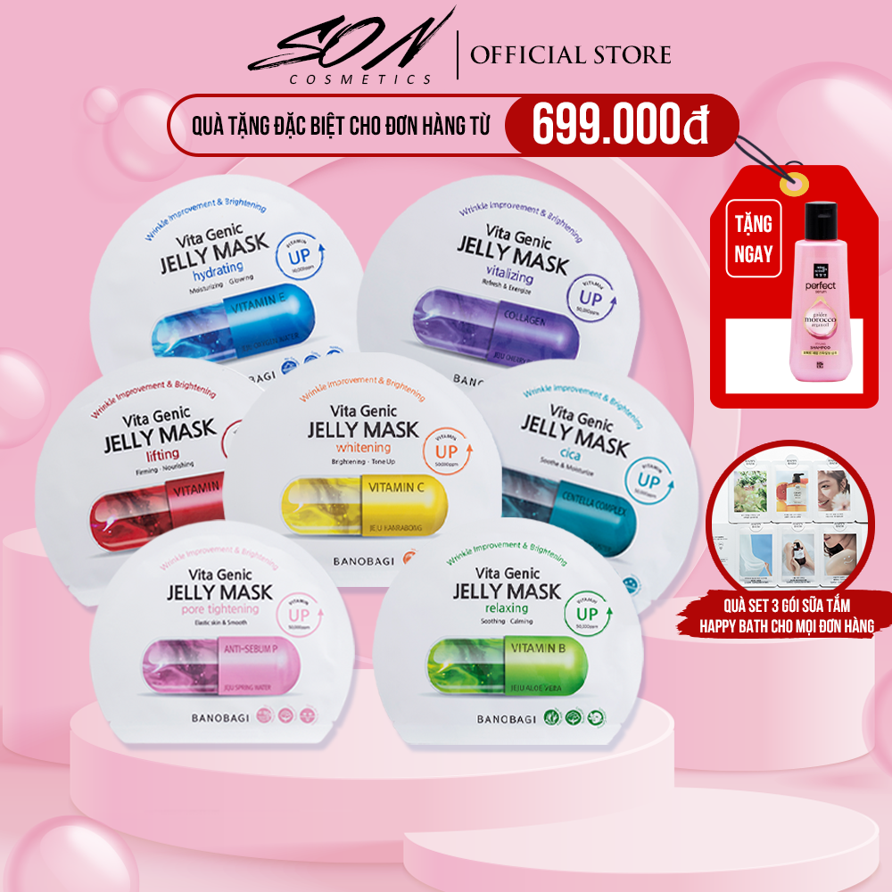 Combo 10 miếng Mặt nạ dưỡng trắng da, chống lão hóa, cấp ẩm Banobagi Vita Genic jelly mask vitamin