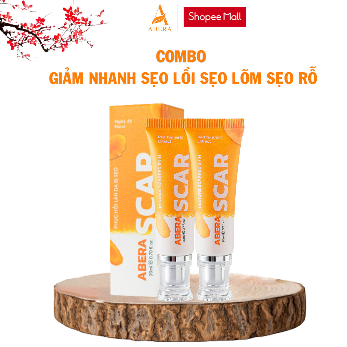 Kem liền sẹo nghệ đỏ Scar Abera - Làm mờ sẹo, liền sẹo, các loại sẹo lồi, sẹo lõm, sẹo bỏng, sẹo tai nạn